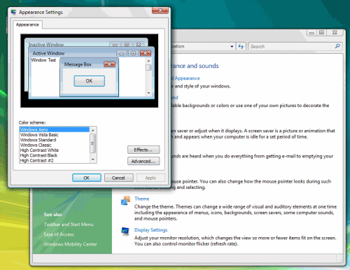 quickly turn on off the aero theme in vista 7 small