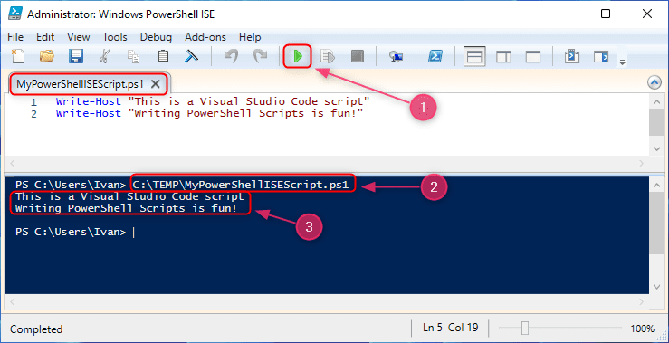 Running a script in the PowerShell ISE