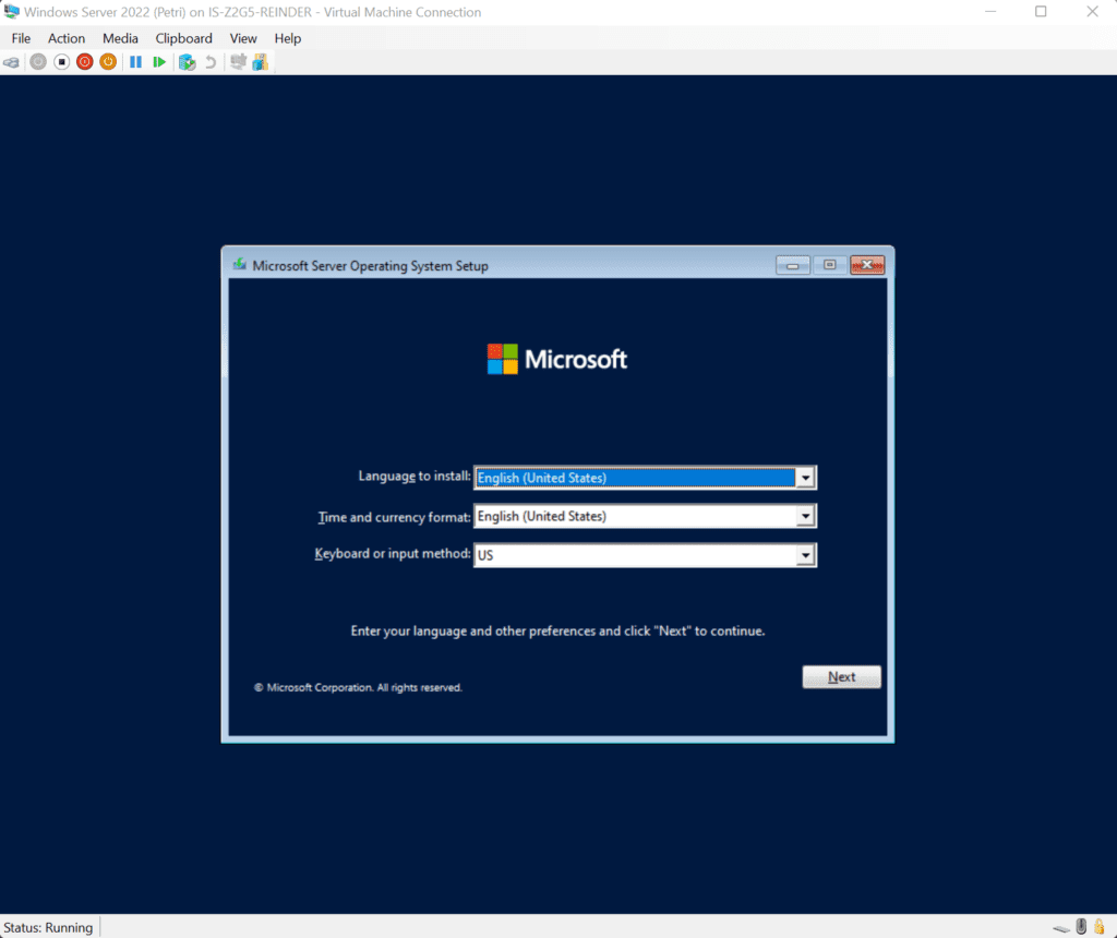 Windows Server 2022 Setup - Initial Step