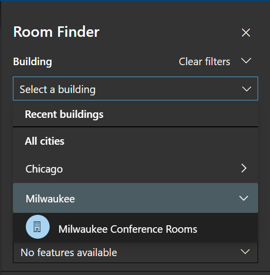 There's our new room list - "Milwaukee Conference Rooms"!
