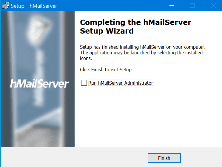 The hMailServer software is now installed