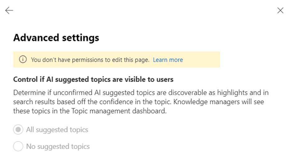 Advanced settings under Topic Visibility