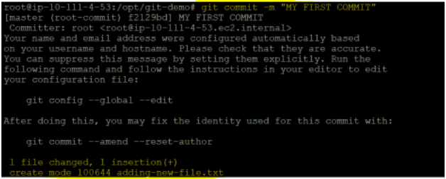 we commit our changes in the repository with the Git commit command
