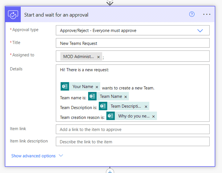 Approval action in Power Automate