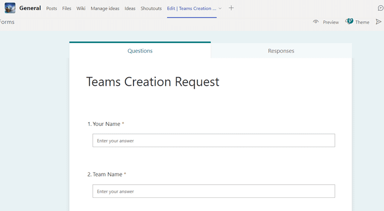 Microsoft Form as a tab in Teams