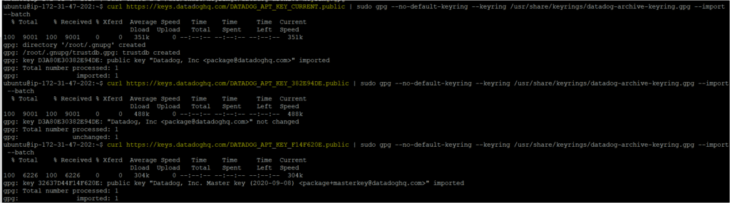 Set up the Datadog repository on your Ubuntu machine and create a Datadog archive keyring
