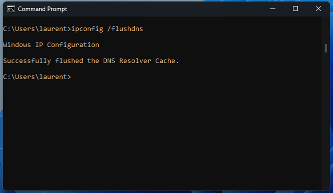 The Flushdns parameter flushes the DNS resolver cache