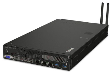 The Lenovo ThinkSystem SE350 is another integrated system that includes a standing chassis