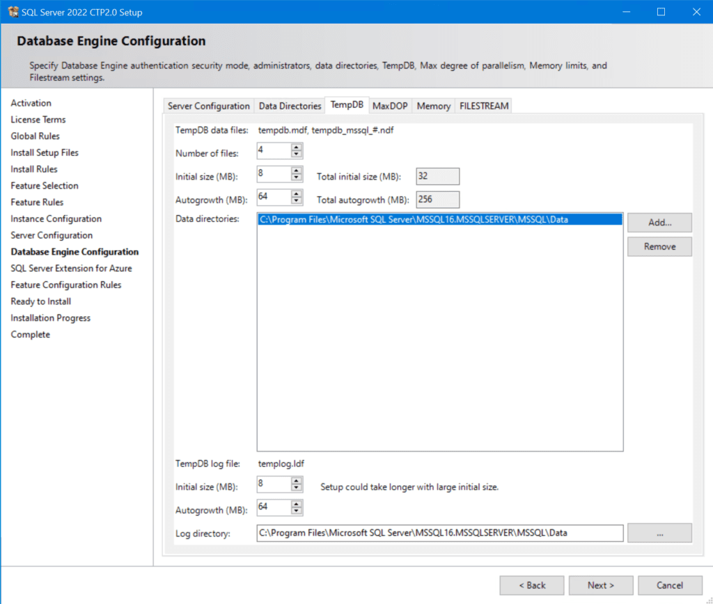 On the TempDB tab, you can try to specify an alternate volume to isolate your SQL file infrastructure