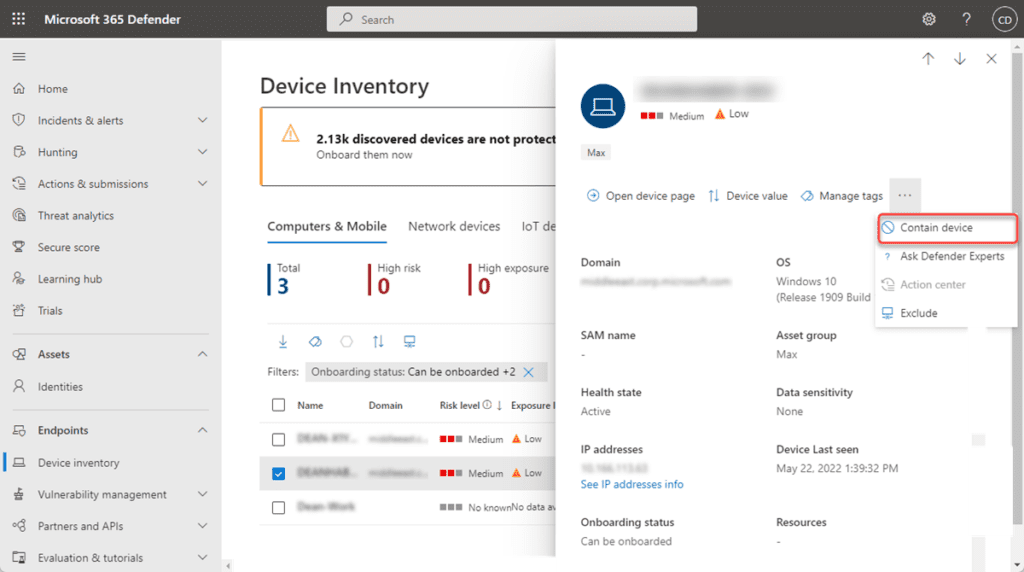 Microsoft Defender for Endpoint Gets New Contain Feature to Block Compromised Unmanaged Devices