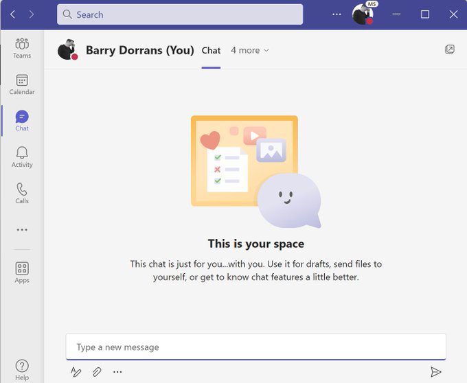 Microsoft Teams Chat with self
