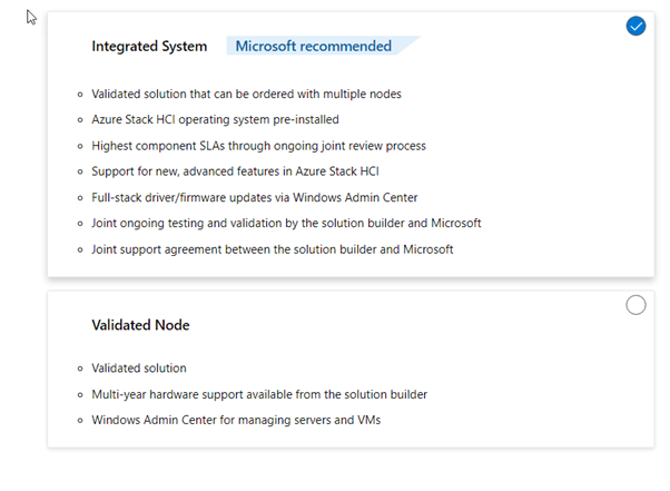 integrated node Azure Stack HCI configurations have joint support model between Microsoft and the hardware partner