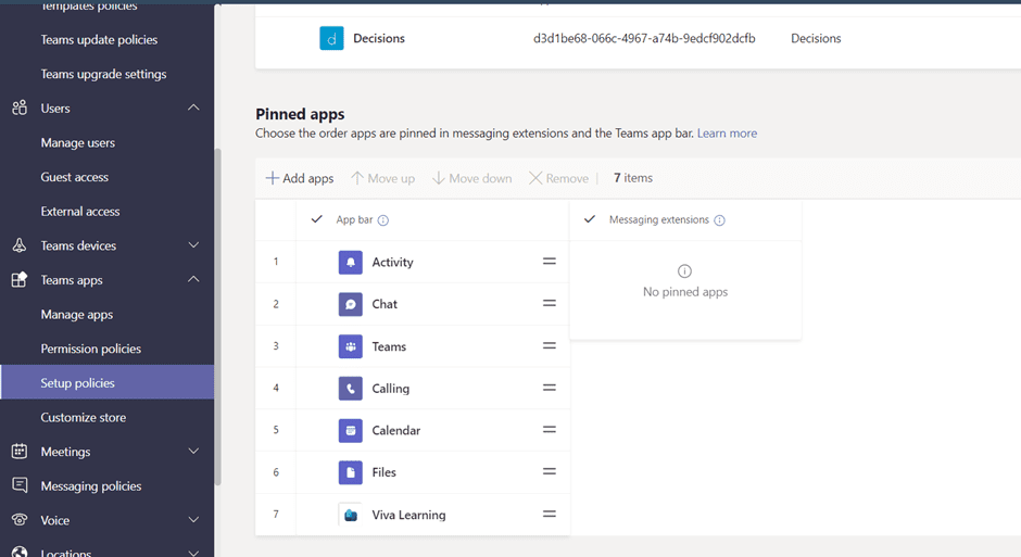 Setup policies in the Teams admin center