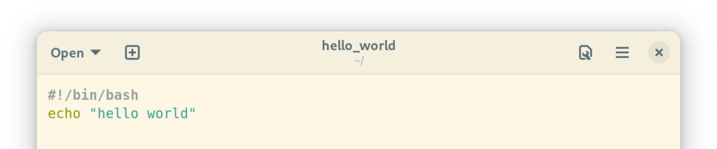 Our “hello world” script is just a simple text file