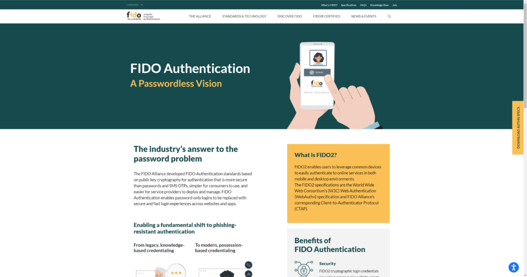 The FIDO2 standard for passwordless authentication used by Apple passkeys