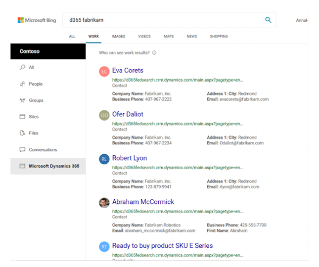 The Dynamics 365 connector is now available to use with Microsoft Search