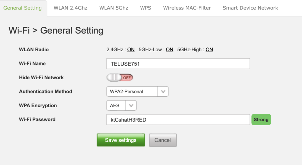 Your router settings should provide controls for the 2.4 GHz and 5 GHz Wi-Fi bands.
