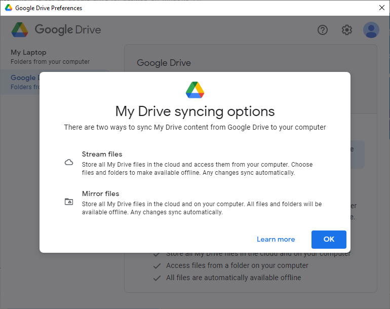 Google Drive for desktop / G-Drive - Install, Accessing files & Backing Up  Files – PALCS HelpDesk