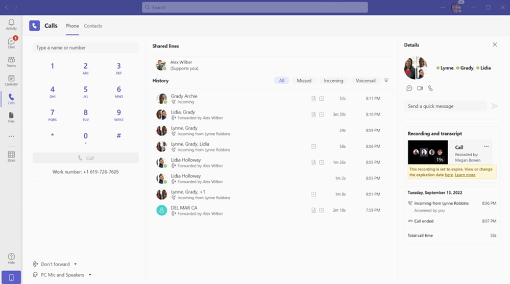 Microsoft Teams detailed call history