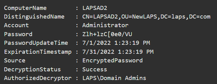 Retrieving an administrator password from Active Directory