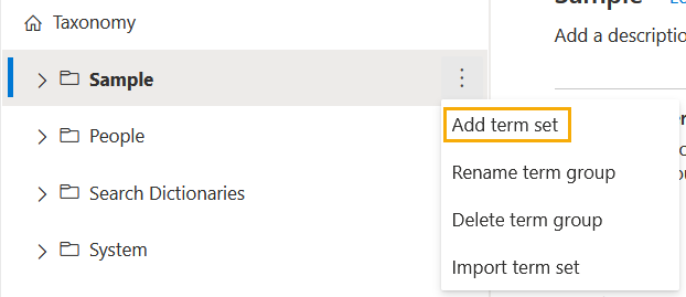 Creating a term set in SharePoint