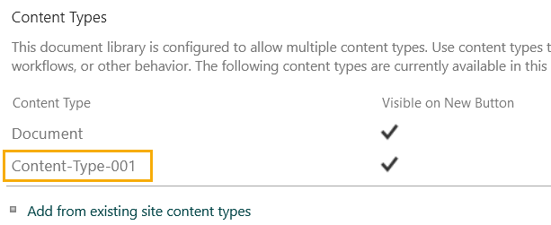 You can add the created content types