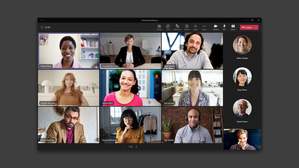 Microsoft Teams meeting paging video gallery