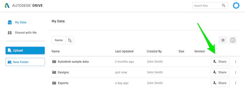 Sharing a folder on Autodesk Drive