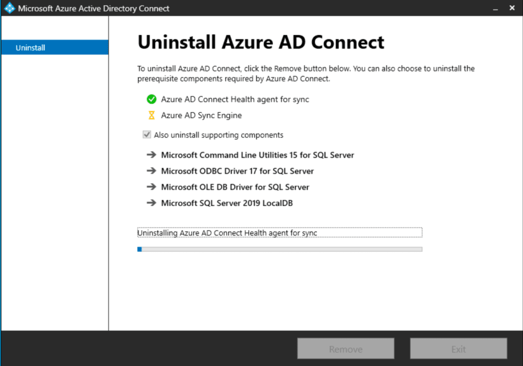 Uninstalling Azure AD Connect