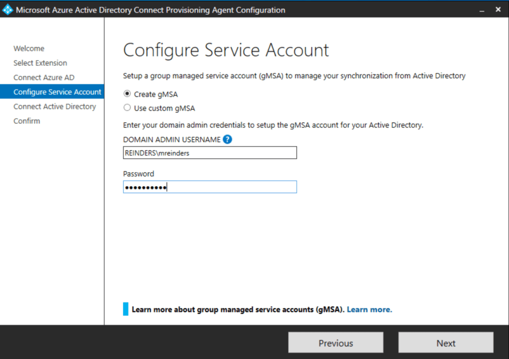 Configuring the Service Account