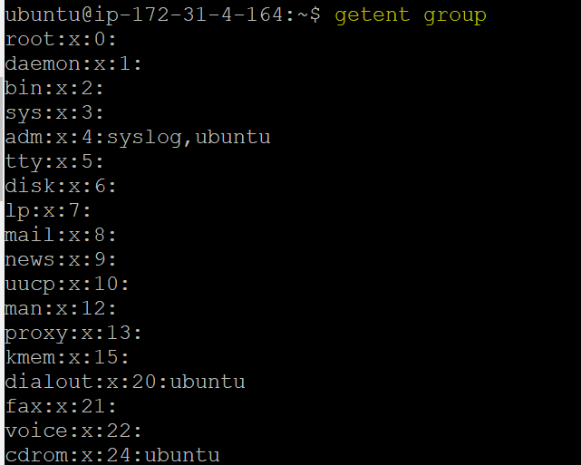 The getent command is another way to list groups on Linux