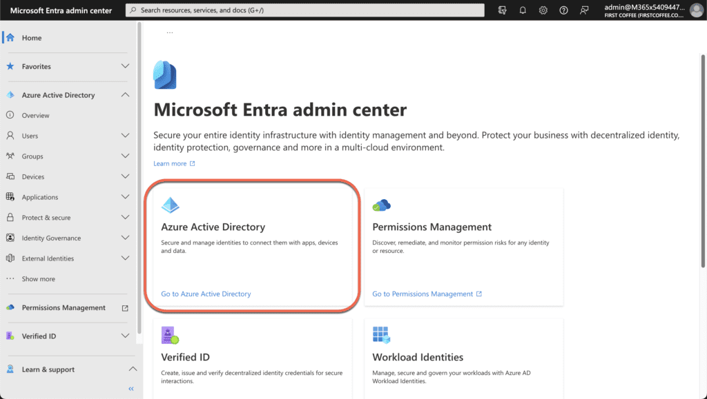 Accessing Azure AD settings on the Microsoft Entra portal