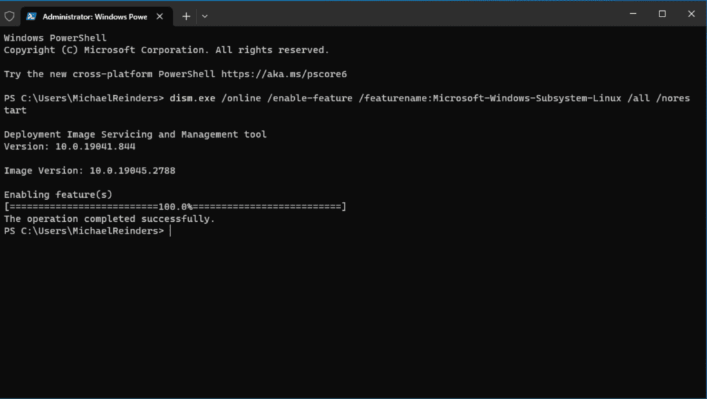 Using PowerShell to install WSL2 the 'hard' way