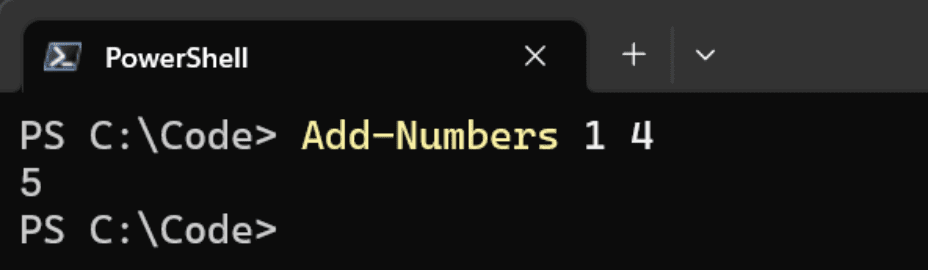 Add-Numbers function in action
