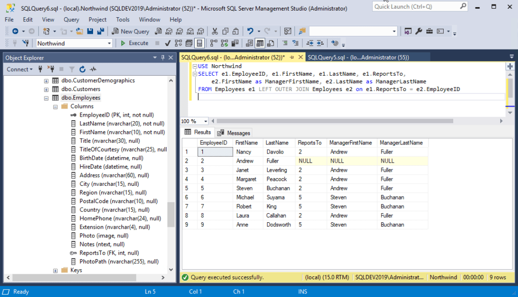 SQL self join example