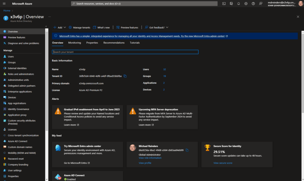 The Azure Portal website