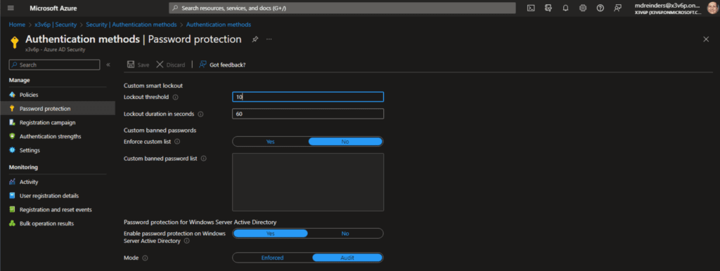 Password Protection features in Azure AD