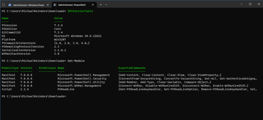 Running Get-Module to see what modules are installed