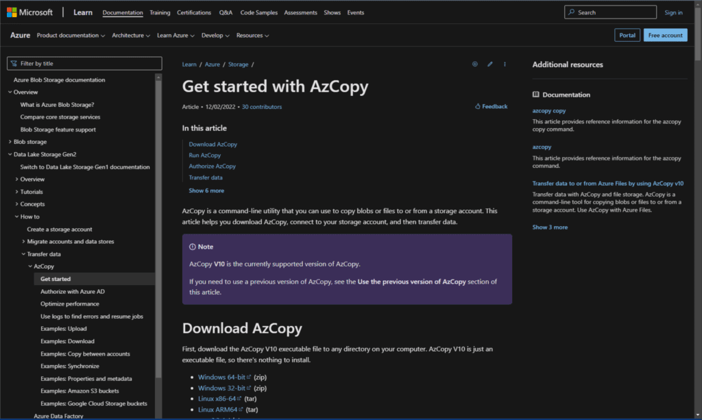 Downloading AzCopy