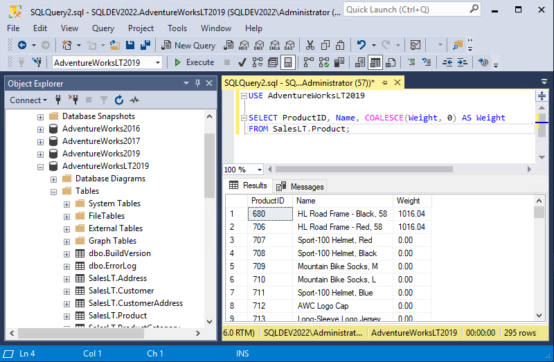 Another SQL COALESCE example
