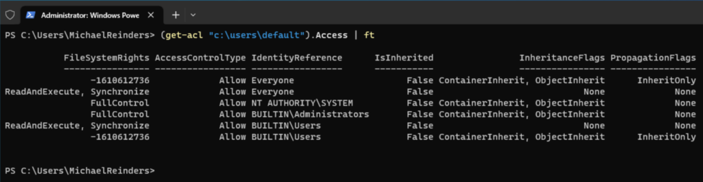 Using Get-ACL to check permissions and fix the User Profile Service Failed The Sign-In error