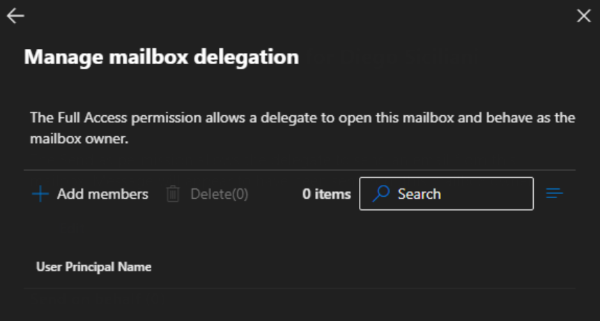 Adding users to grant Full Access mailbox permissions