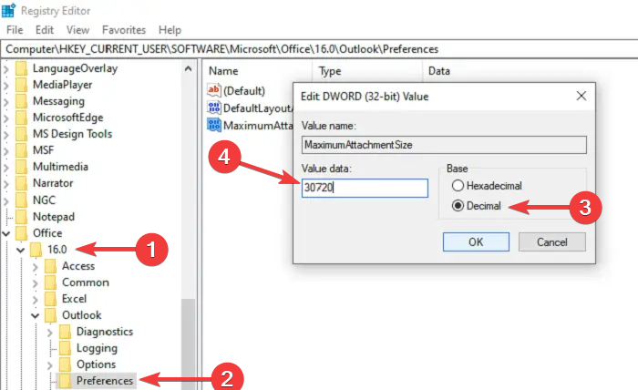 outlook mail attachment file size limit