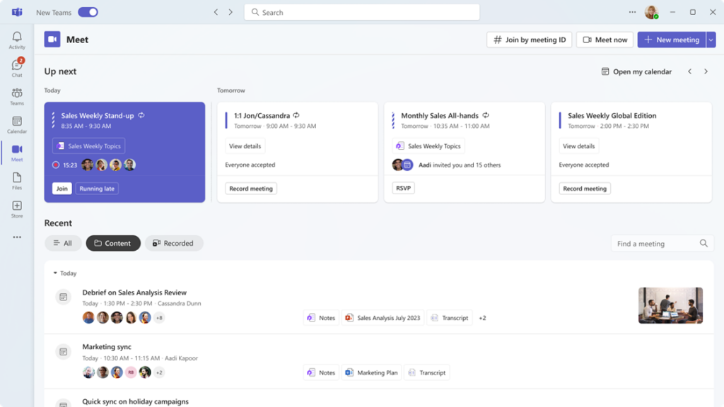 Microsoft Teams to Add New Meet App to Manage Meeting Activities and Content