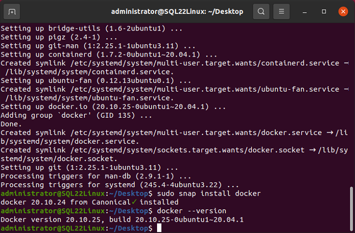 Docker has been successfully installed on Ubuntu