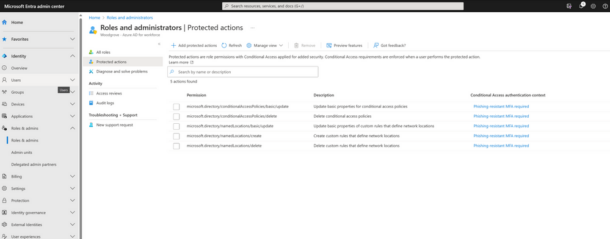 Microsoft Entra ID Conditional Access Gets Protected Actions Support
