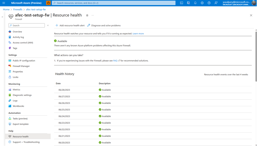 Azure Firewall Adds New Resource Health and Latency Probe Metric Features