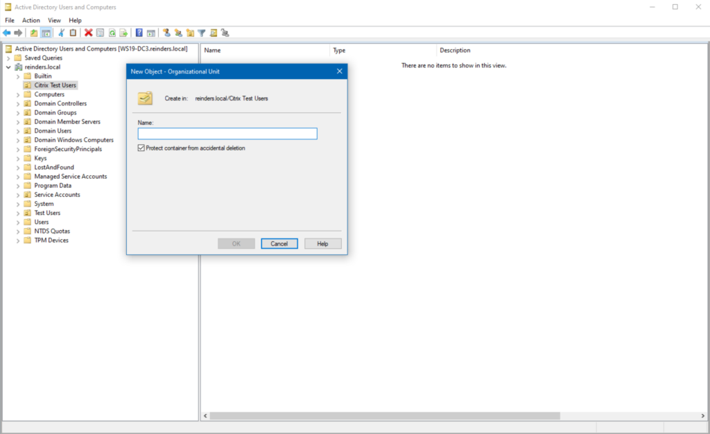 Creating a new Active Directory OU (Organizational Unit) in ADUC!