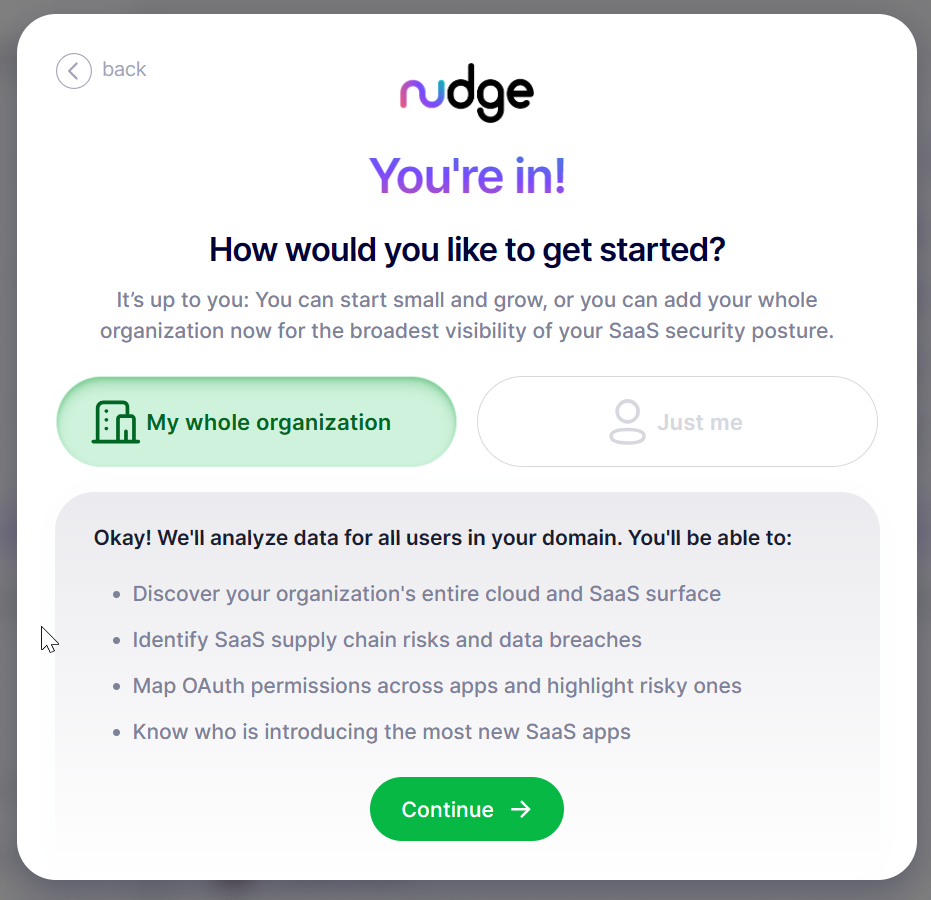 How would you like to start using Nudge Security