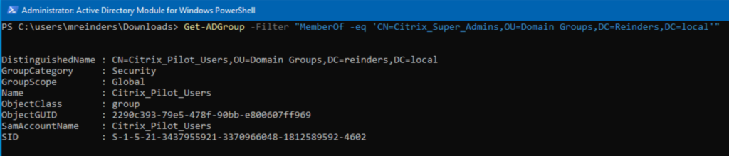 Finding out if a group is a member of another group using Get-AdGroup